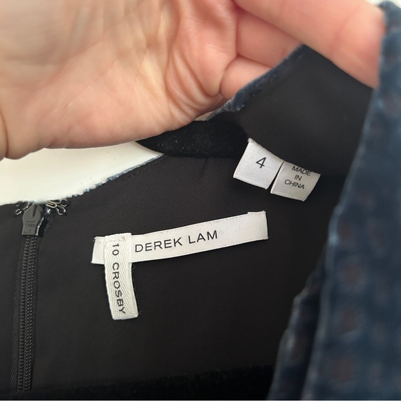 Derek Lam 10 Crosby Sapphire Velvet Devore Shift Long Sleeve Dress - Picture 10 of 12